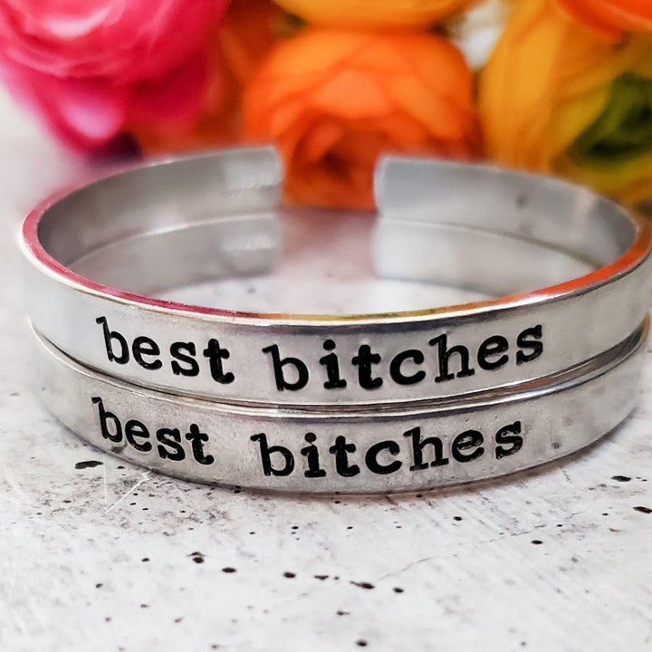 BEST BITCHES Stacking Cuff Bracelet Salt and Sparkle