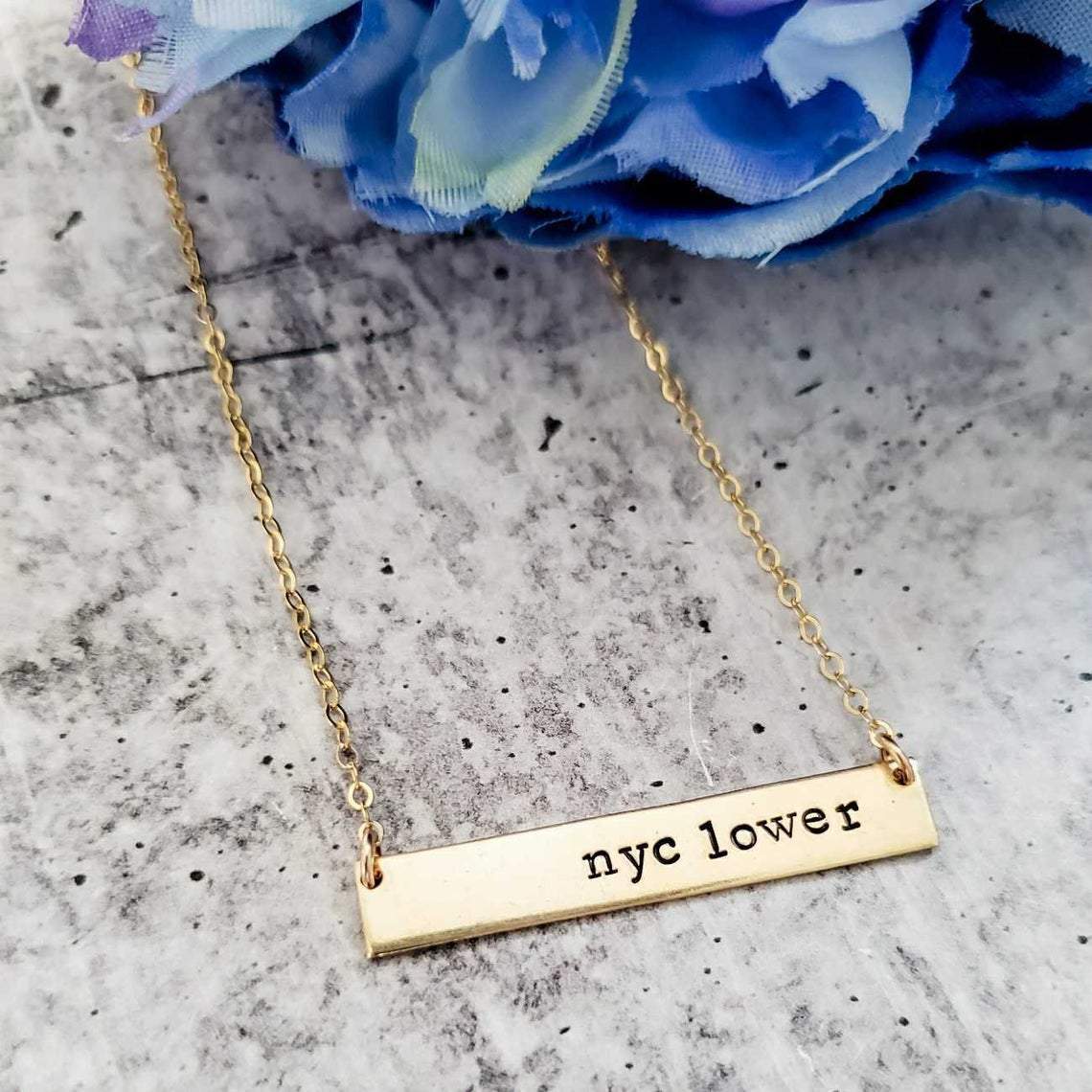 BITCH Hand Stamped Bar Necklace Salt and Sparkle