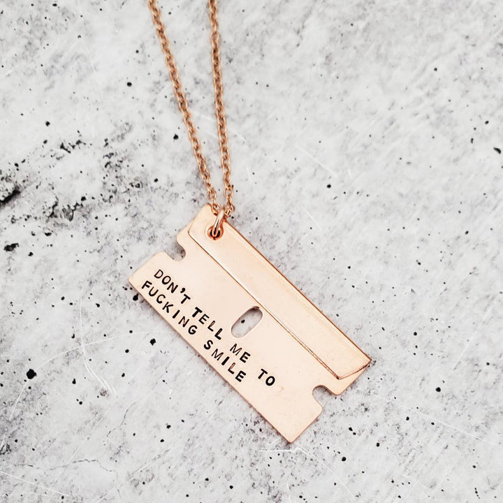 BITCH, I'M FROM... Razor Blade Necklace Salt and Sparkle