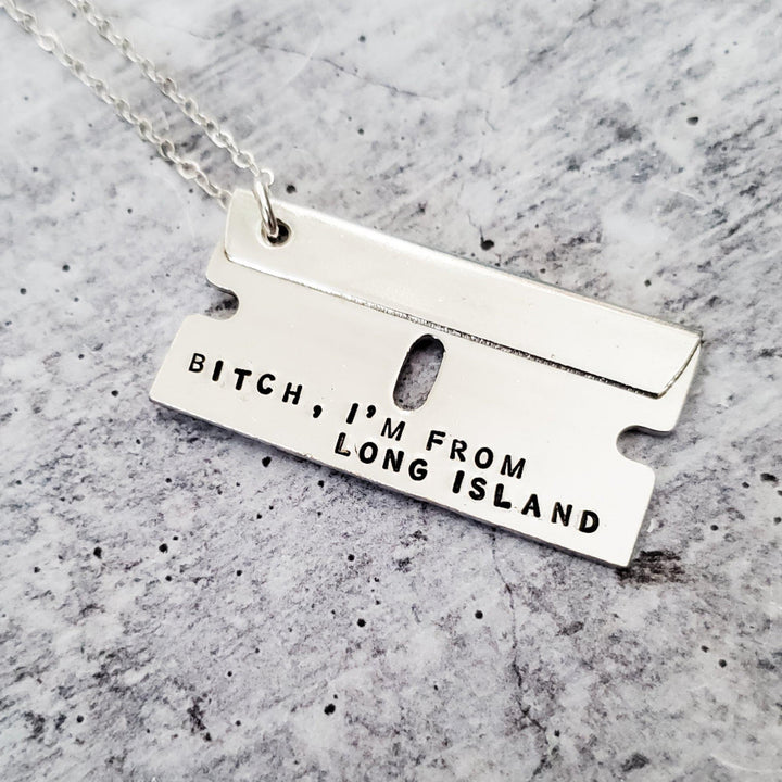 BITCH, I'M FROM... Razor Blade Necklace Salt and Sparkle