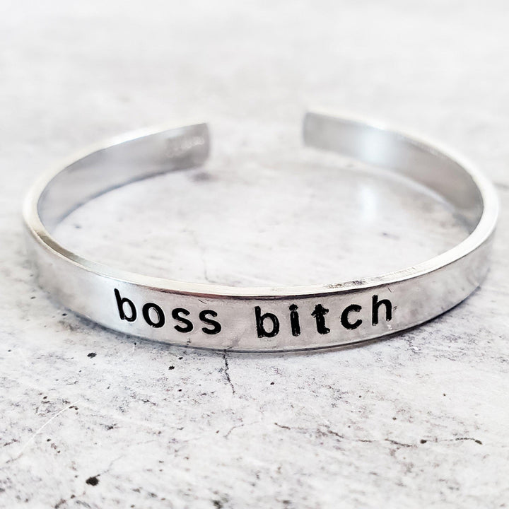 BOSS BITCH Stacking Cuff Bracelet Salt and Sparkle