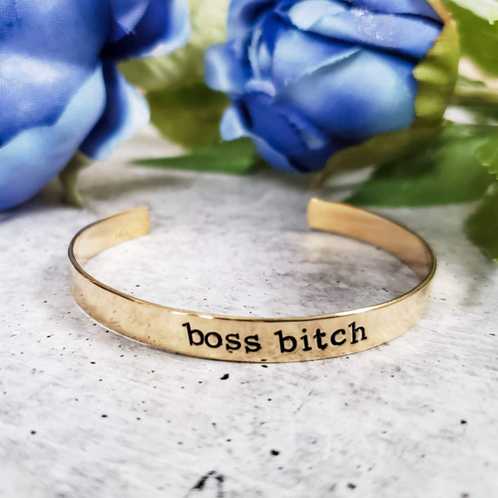 BOSS BITCH Stacking Cuff Bracelet Salt and Sparkle