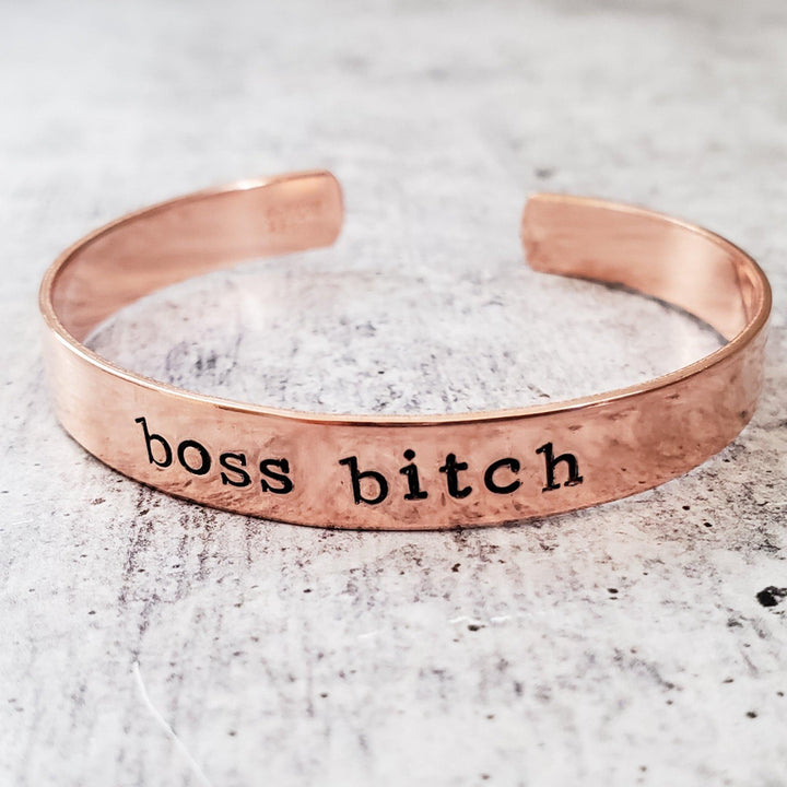 BOSS BITCH Stacking Cuff Bracelet Salt and Sparkle