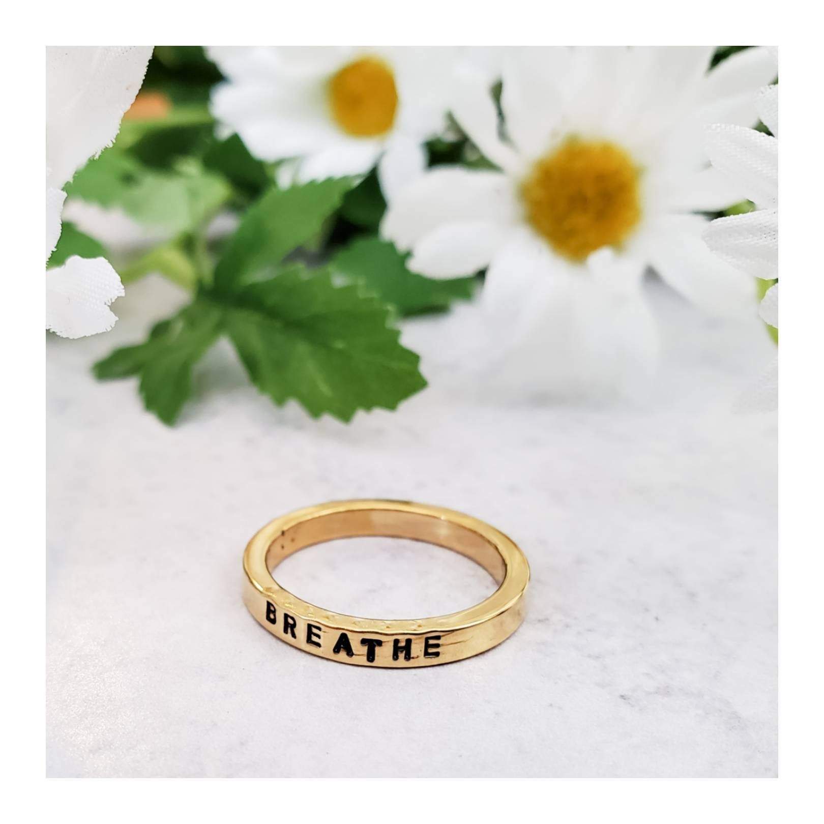 BREATHE Gold Plated Band Ring Salt and Sparkle
