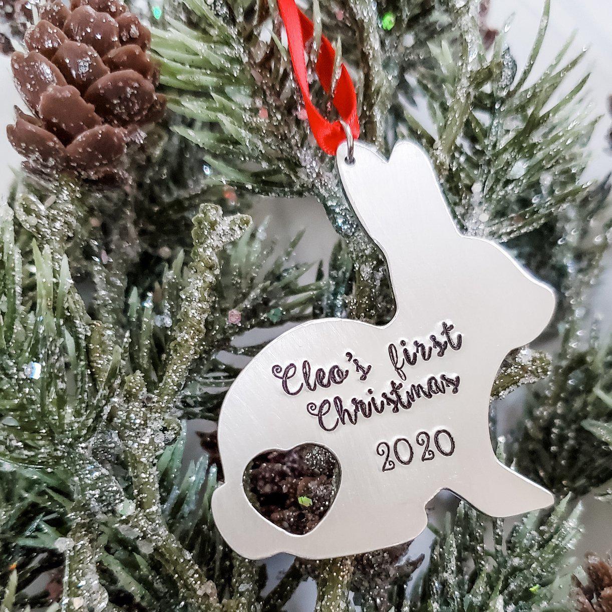 Baby's First Christmas Personalized Bunny Ornament Salt and Sparkle