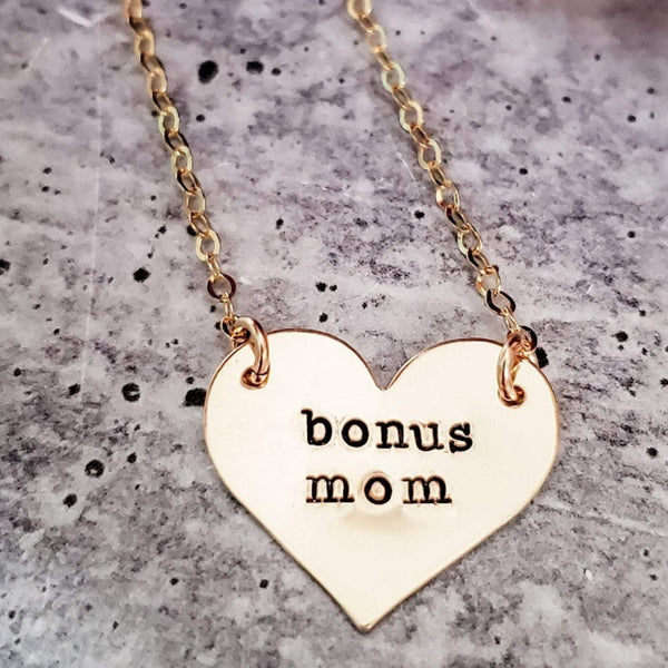 Bonus Mom Heart Necklace Salt and Sparkle