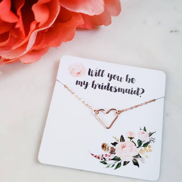 Bridesmaid Proposal Floating Heart Necklace Salt and Sparkle