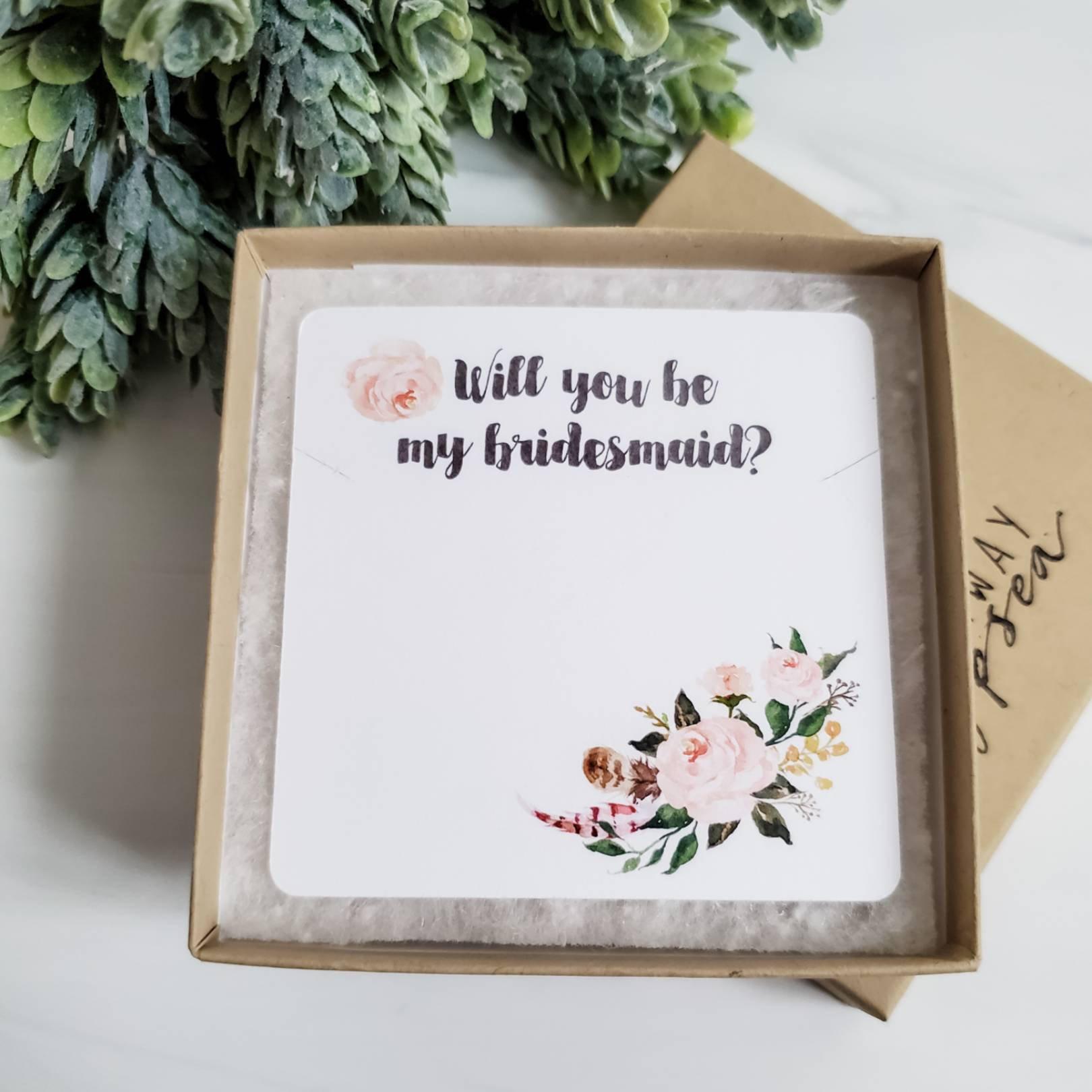 Bridesmaid Proposal - Will You Be My Bridesmaid Necklace Card Salt and Sparkle