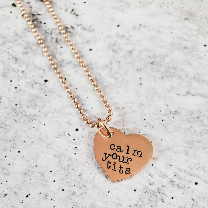 CALM YOUR TITS Heart Necklace Salt and Sparkle