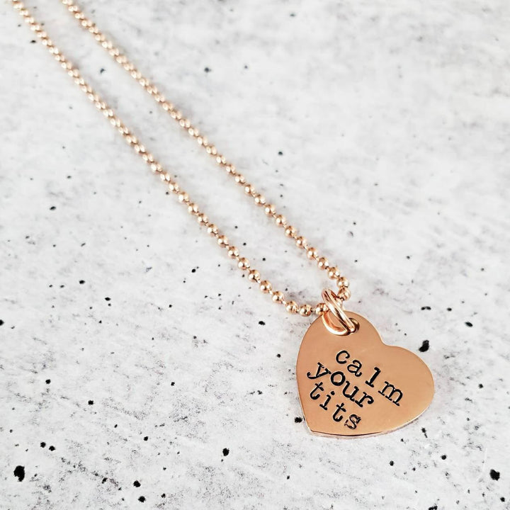 CALM YOUR TITS Heart Necklace Salt and Sparkle