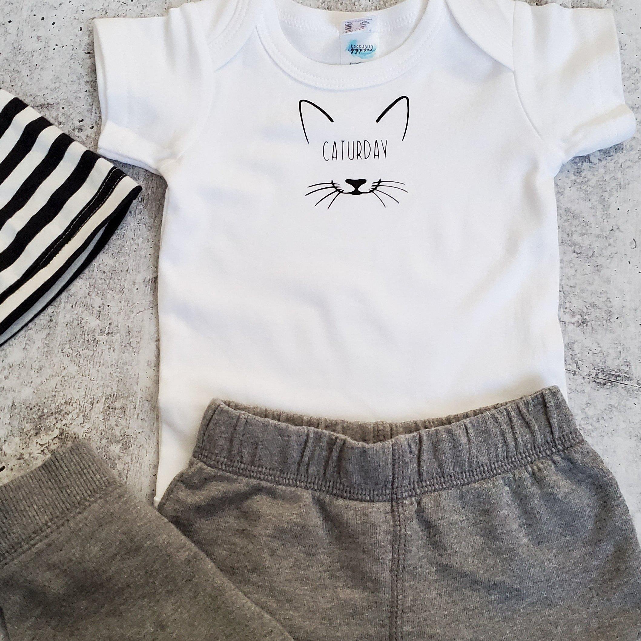 CATURDAY Short Sleeve Baby Bodysuit OR Toddler Tee Salt and Sparkle