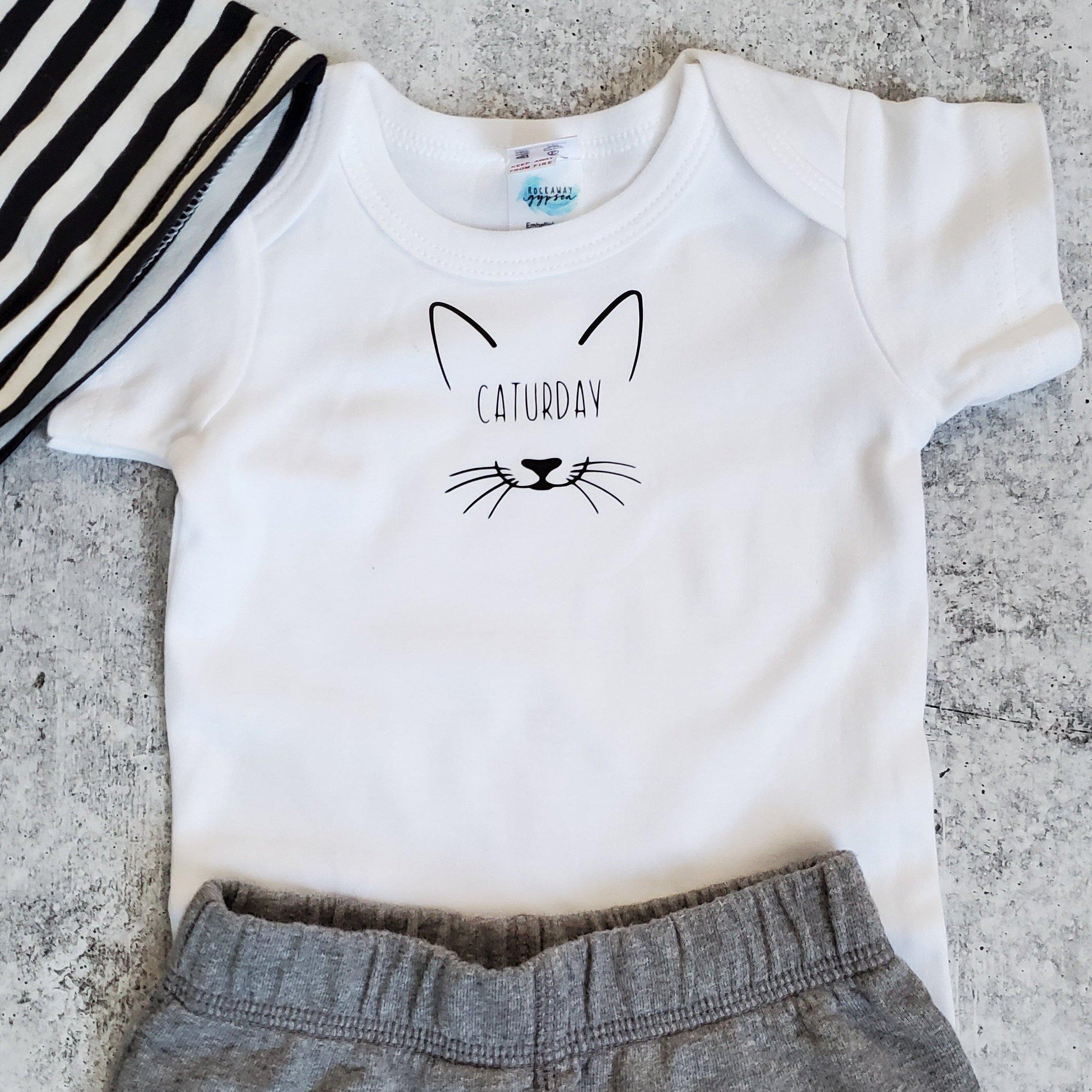 CATURDAY Short Sleeve Baby Bodysuit OR Toddler Tee Salt and Sparkle