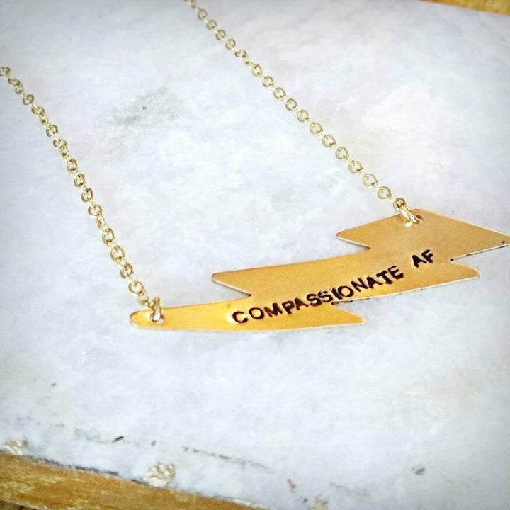 COMPASSIONATE AF Lightning Bolt Necklace Salt and Sparkle