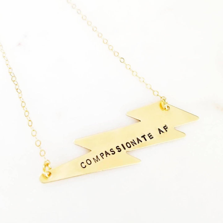 COMPASSIONATE AF Lightning Bolt Necklace Salt and Sparkle