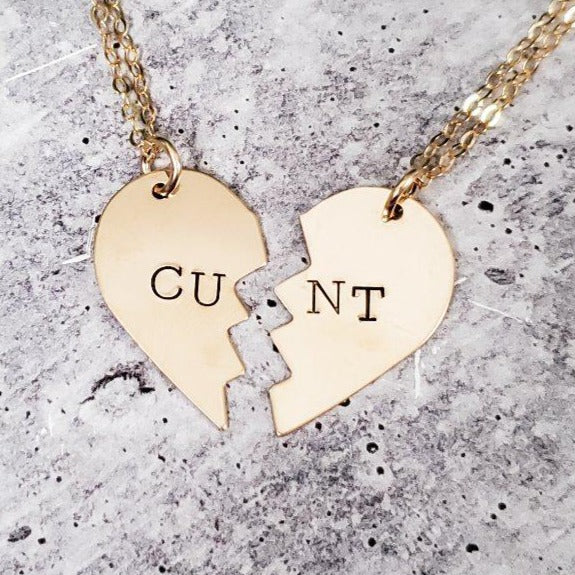 CUNT Broken Heart Friendship Necklaces Salt and Sparkle