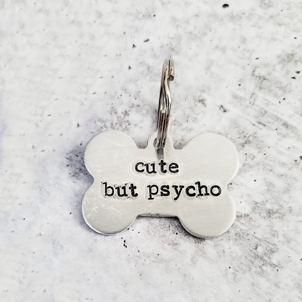 CUTE BUT PSYCHO Bone-Shaped Pet Tag Salt and Sparkle