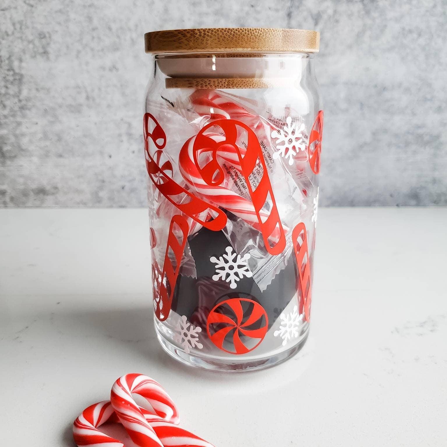 Candy Cane Christmas Glass Cup Gift Box Salt and Sparkle