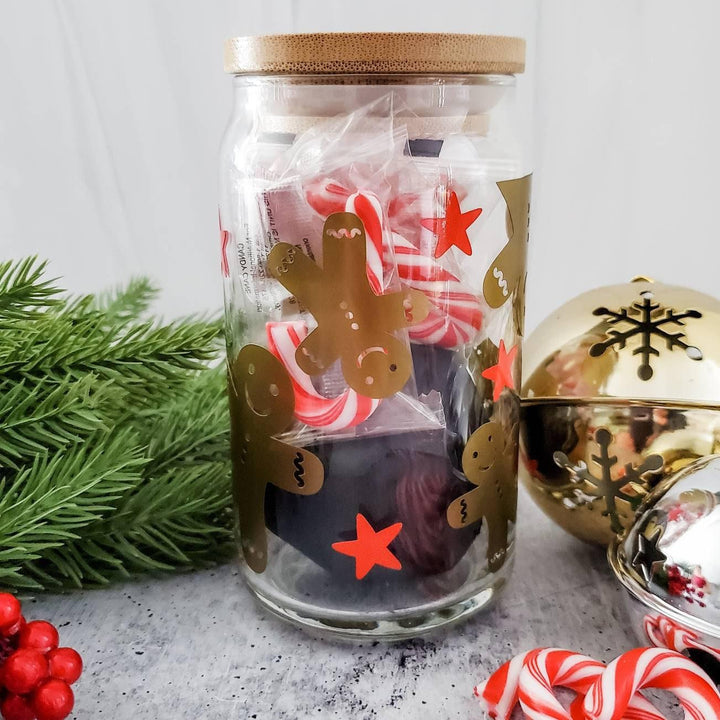 Candy Cane Christmas Glass Cup Gift Box Salt and Sparkle