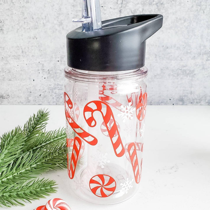 Candy Cane Christmas Toddler Straw Cup Salt and Sparkle