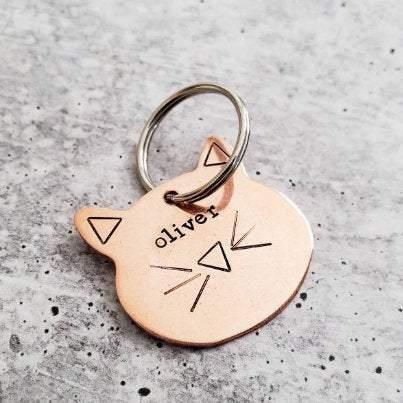 Cat Face Copper Cat Keychain Salt and Sparkle