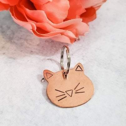 Cat Face Copper Cat Keychain Salt and Sparkle