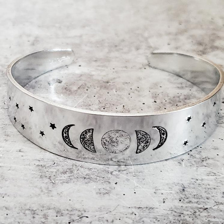 Celestial Moon Phases Tapered Stacking Bracelet Salt and Sparkle