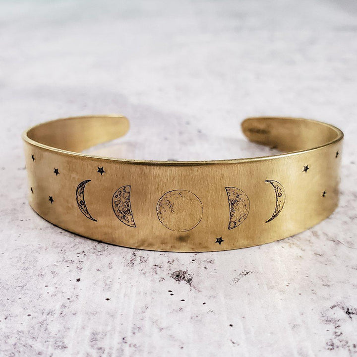 Celestial Moon Phases Tapered Stacking Bracelet Salt and Sparkle