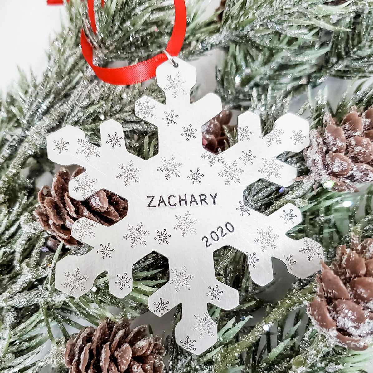 Child's Name Snowflake Christmas Ornament Salt and Sparkle