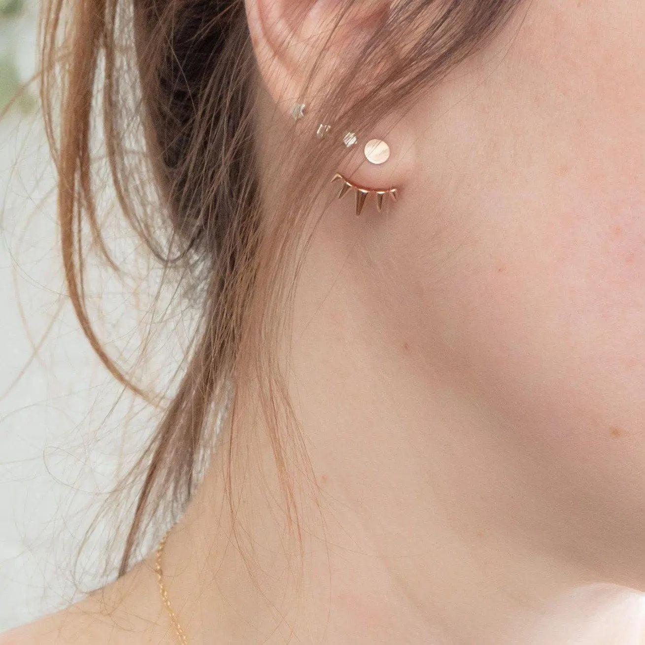Circle Studs with Spiked Ear Jackets Salt and Sparkle
