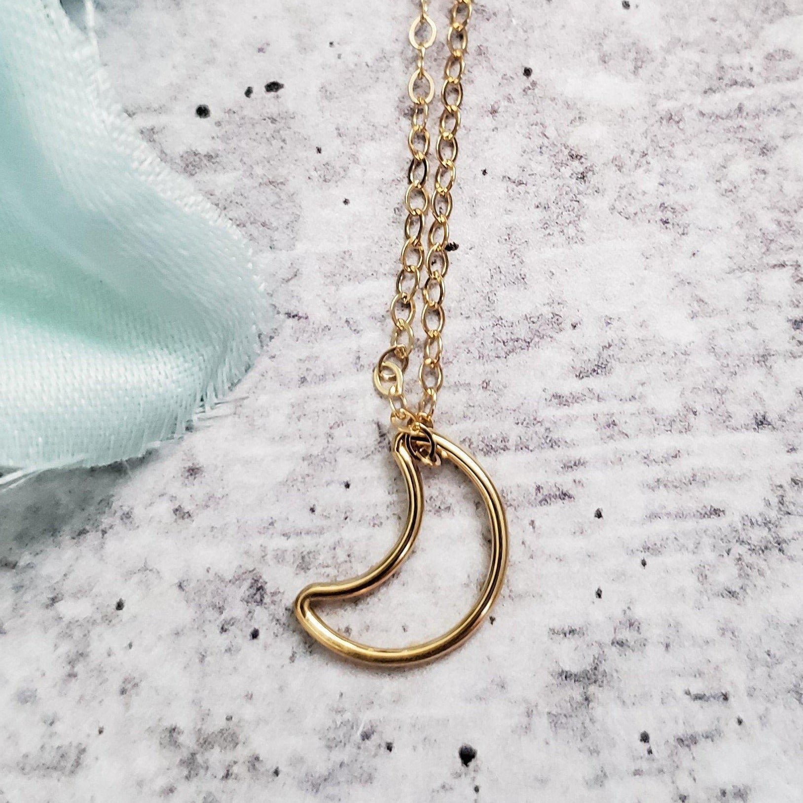 Classic Moon Gold Necklace Salt and Sparkle
