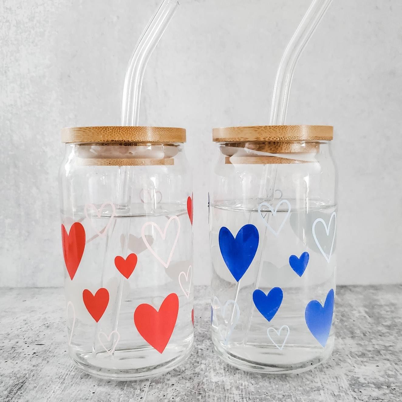 Color Changing Valentine's Day Glass Heart Cups Salt and Sparkle