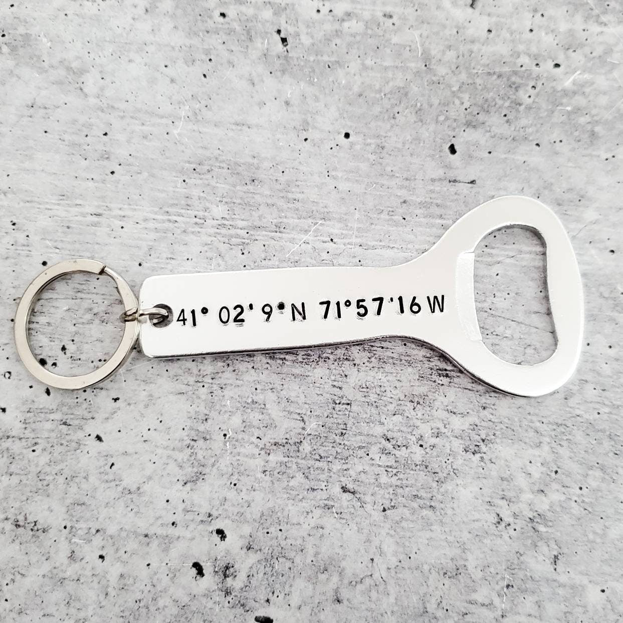 Coordinates Personalized Beer Bottle Opener Keychain Salt and Sparkle