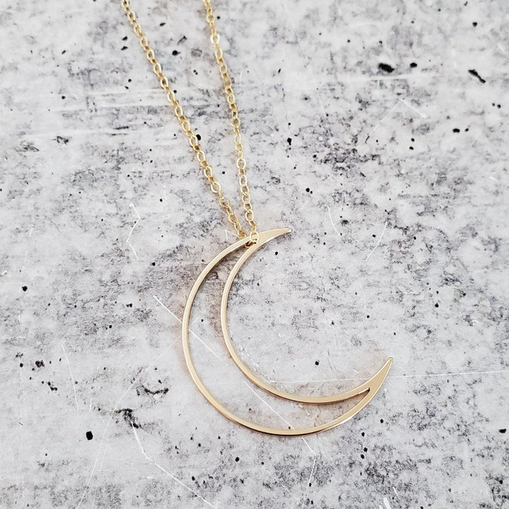 Crescent Moon Gold Necklace Salt and Sparkle