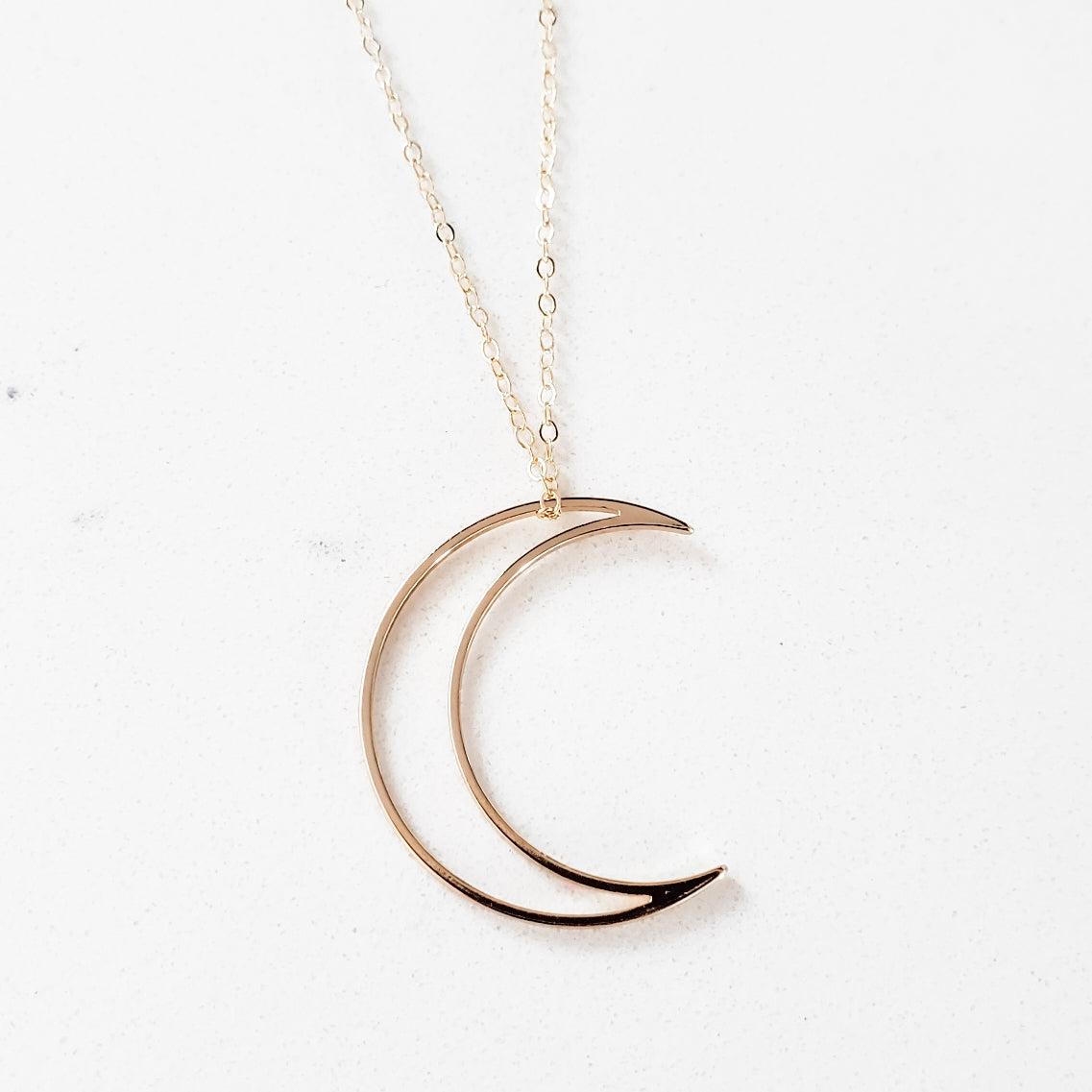 Crescent Moon Gold Necklace Salt and Sparkle