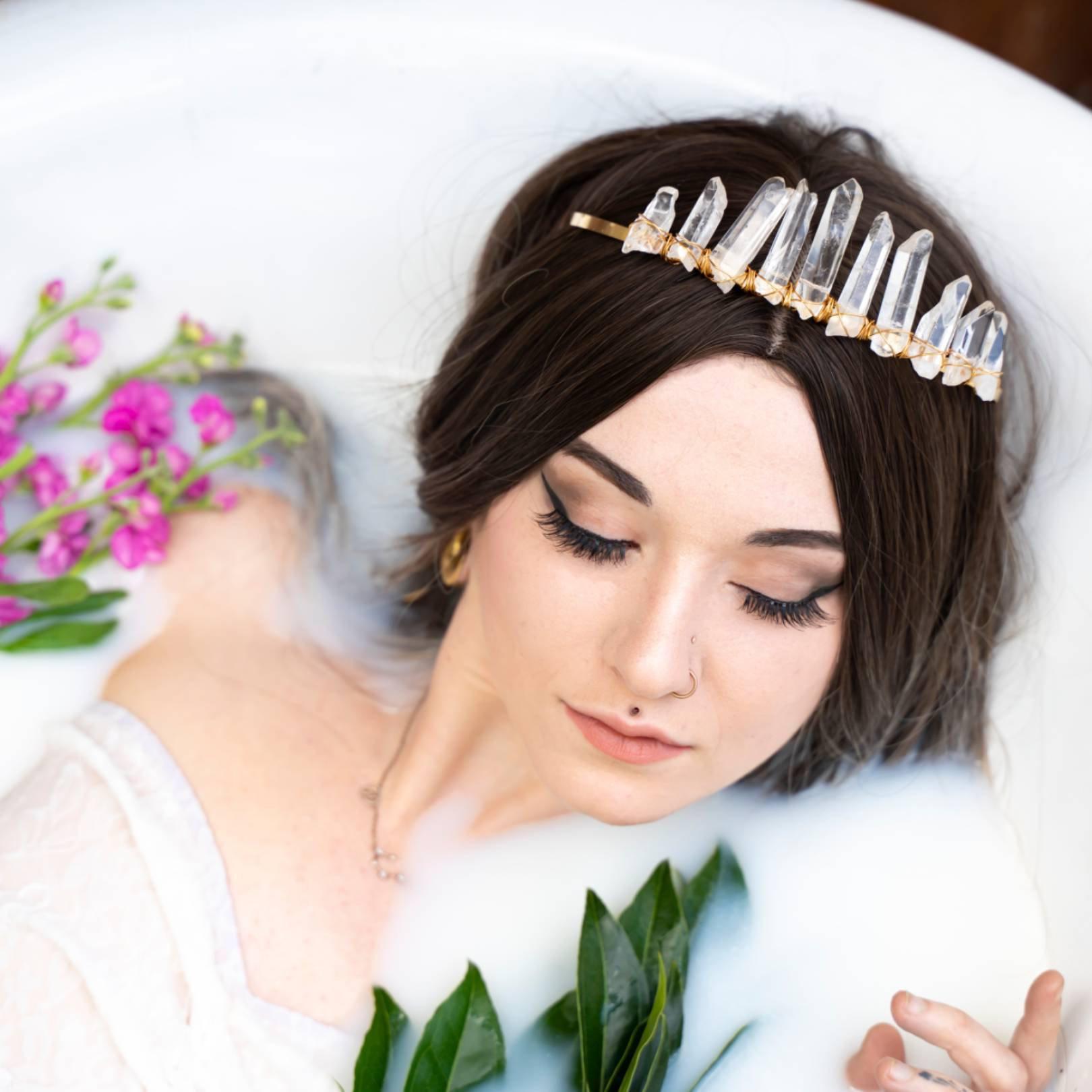 Crystal Quartz Tiara - Indie Wedding Bridal Hair Accessory Salt and Sparkle