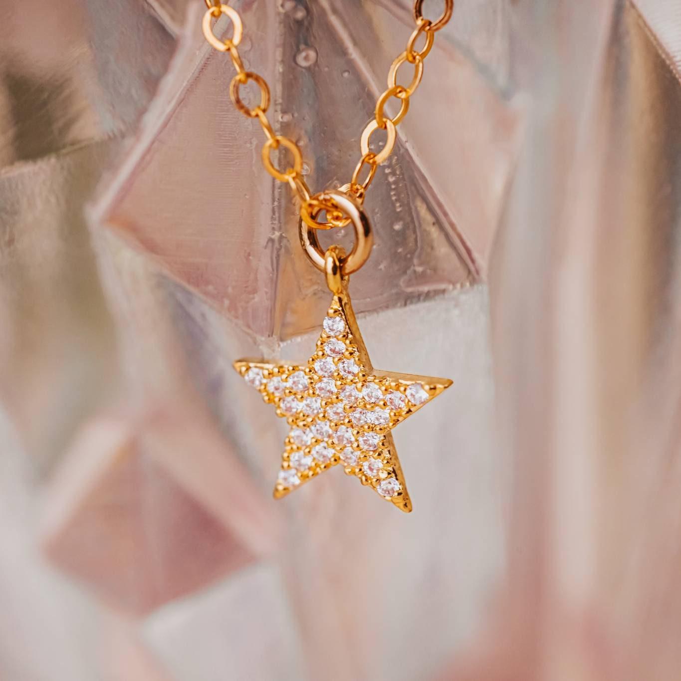 Crystal Star Gold Necklace - Ready to Ship Salt and Sparkle