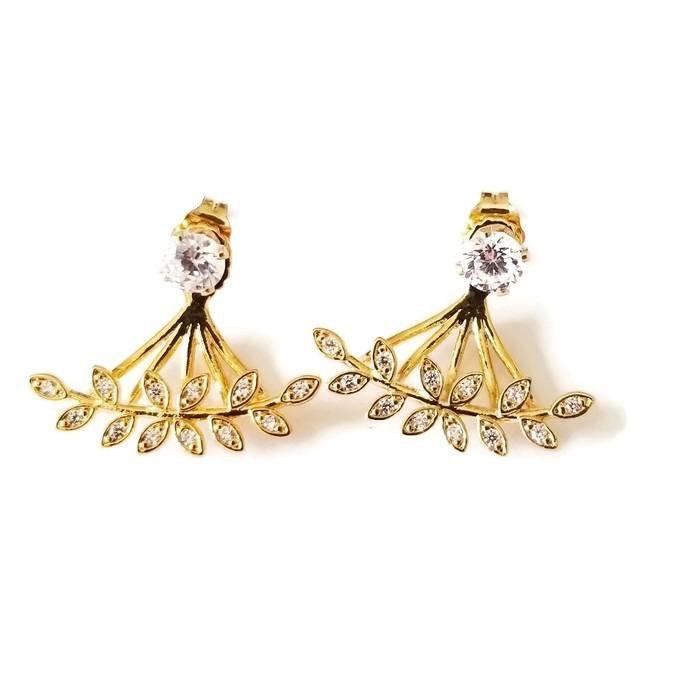 Crystal Studs with Flower Ear Jackets Salt and Sparkle