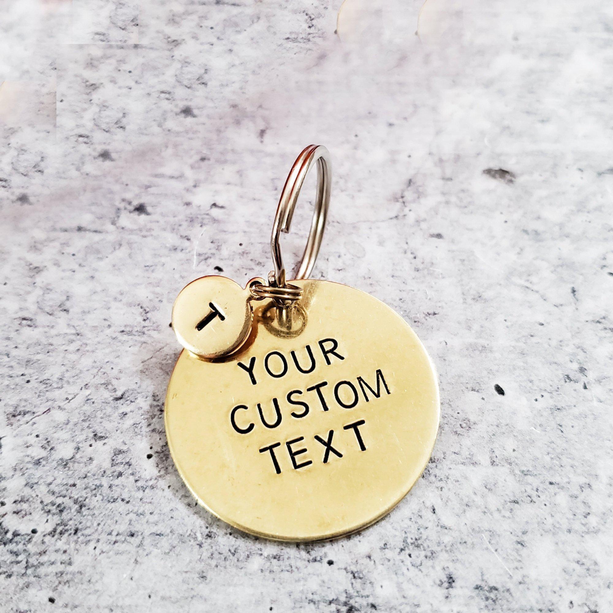 Custom Brass Disc Keychain with Tiny Tag Salt and Sparkle