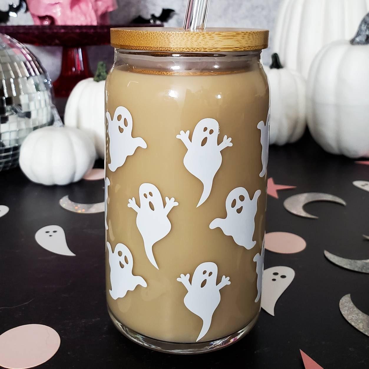 Cute Ghosts Iced Coffee Cup Salt and Sparkle