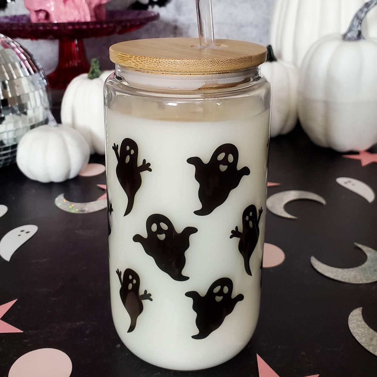 Cute Ghosts Iced Coffee Cup Salt and Sparkle