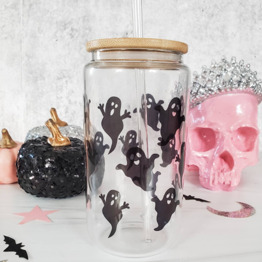 Cute Ghosts Iced Coffee Cup Salt and Sparkle