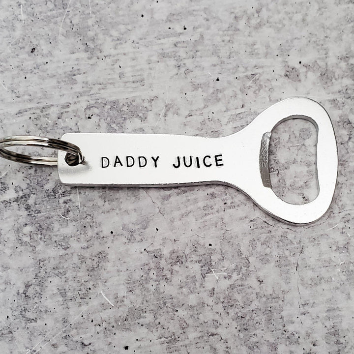 DADDY JUICE Beer Bottle Opener Keychain Salt and Sparkle