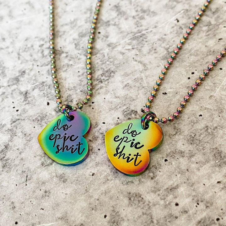 DO EPIC SHIT Rainbow Heart Necklace Salt and Sparkle