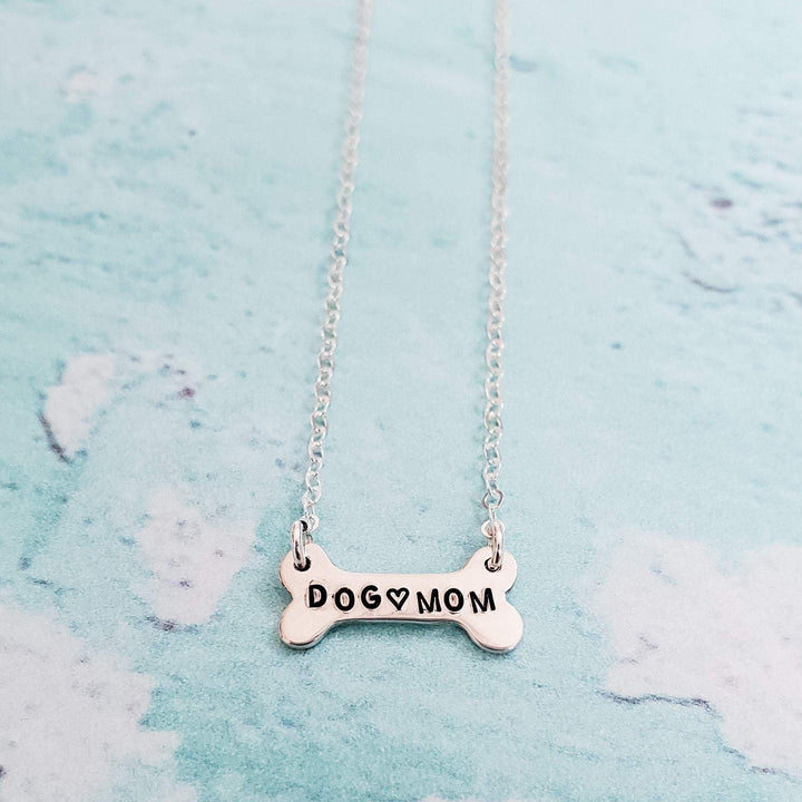 DOG MOM Dog Bone Silver Necklace Salt and Sparkle