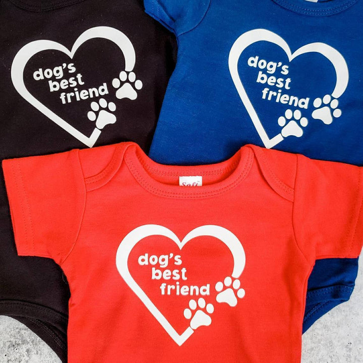 DOG'S BEST FRIEND Short Sleeve Baby Bodysuit Salt and Sparkle