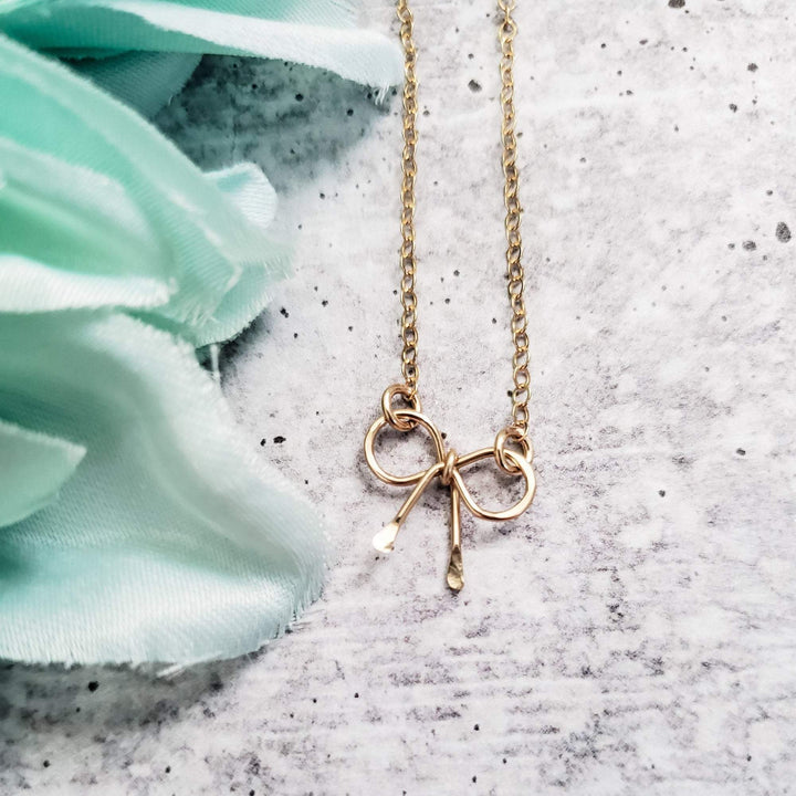 Dainty Bow Necklace Salt and Sparkle