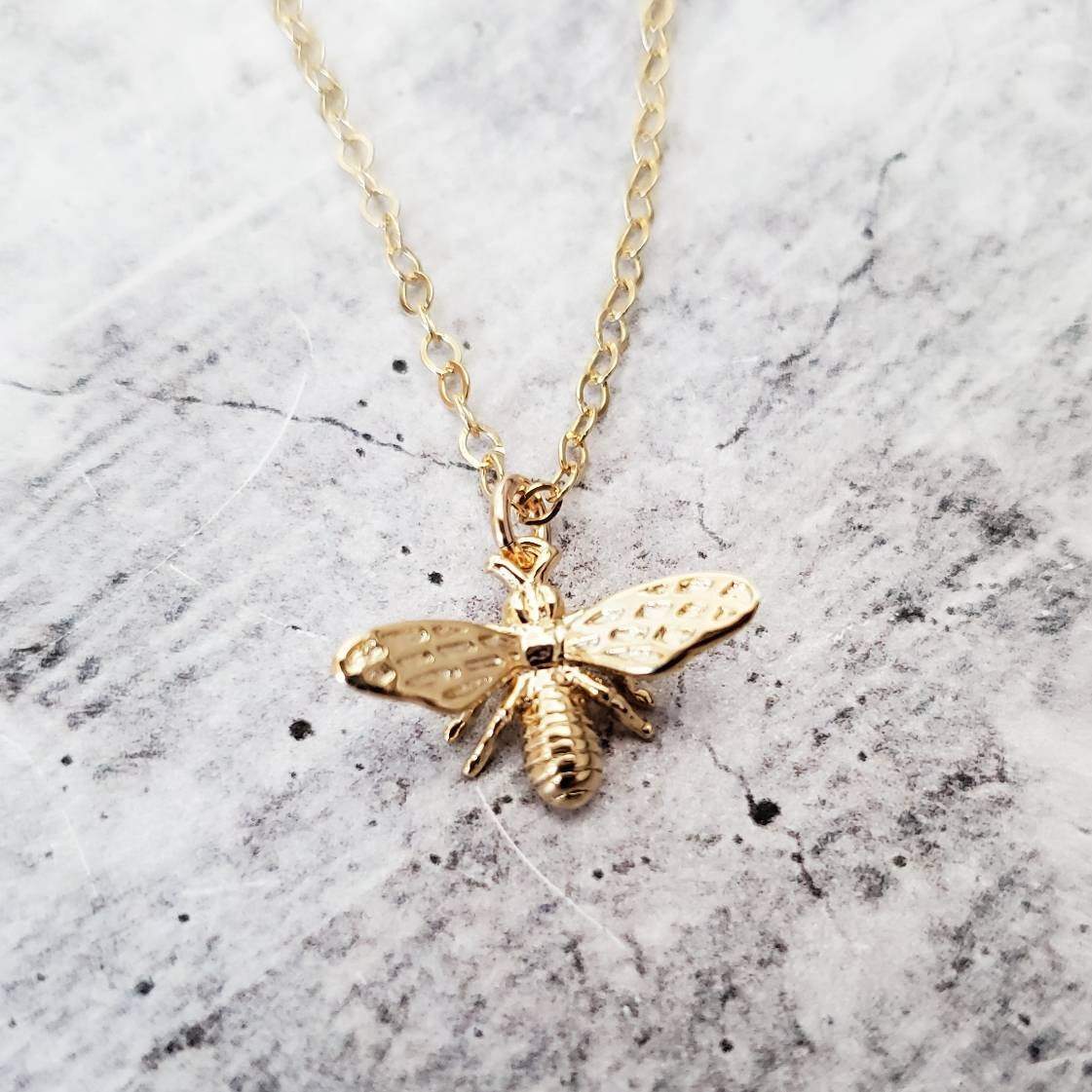 Dainty Bumble Bee Charm Necklace Salt and Sparkle