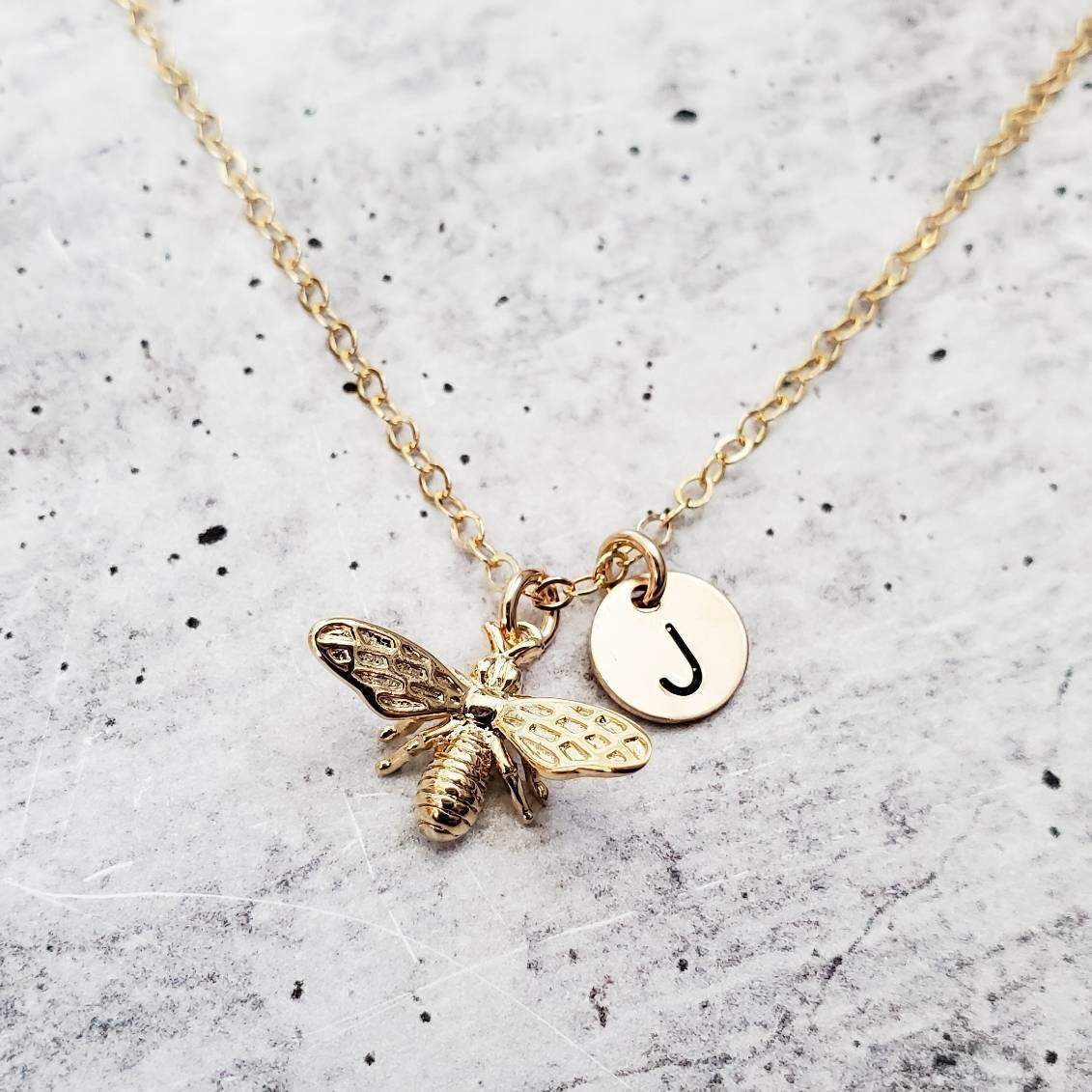 Dainty Bumble Bee Charm Necklace Salt and Sparkle
