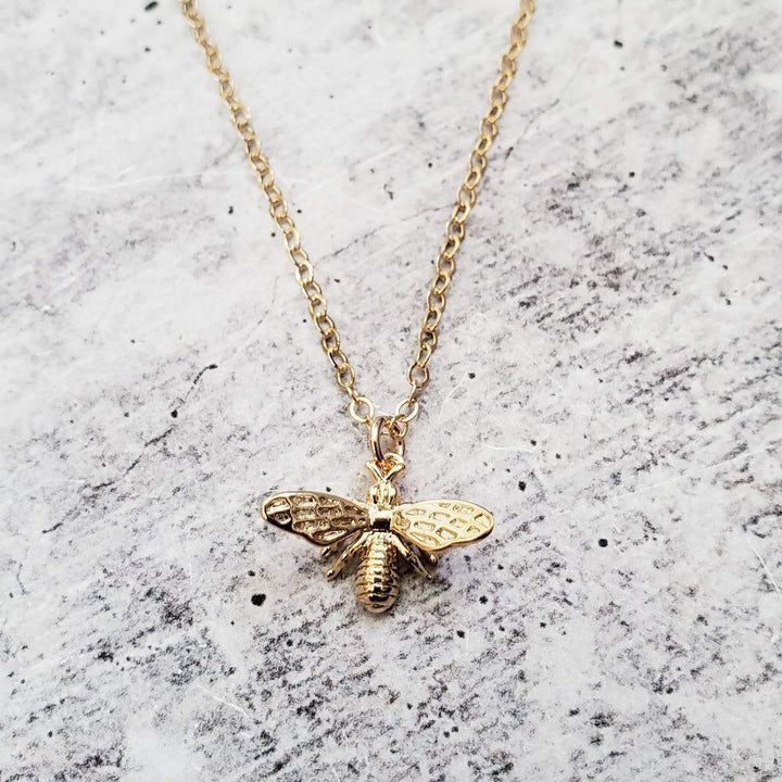 Dainty Bumble Bee Charm Necklace Salt and Sparkle