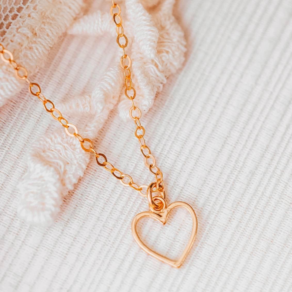 Dainty Heart Gold Necklace Salt and Sparkle